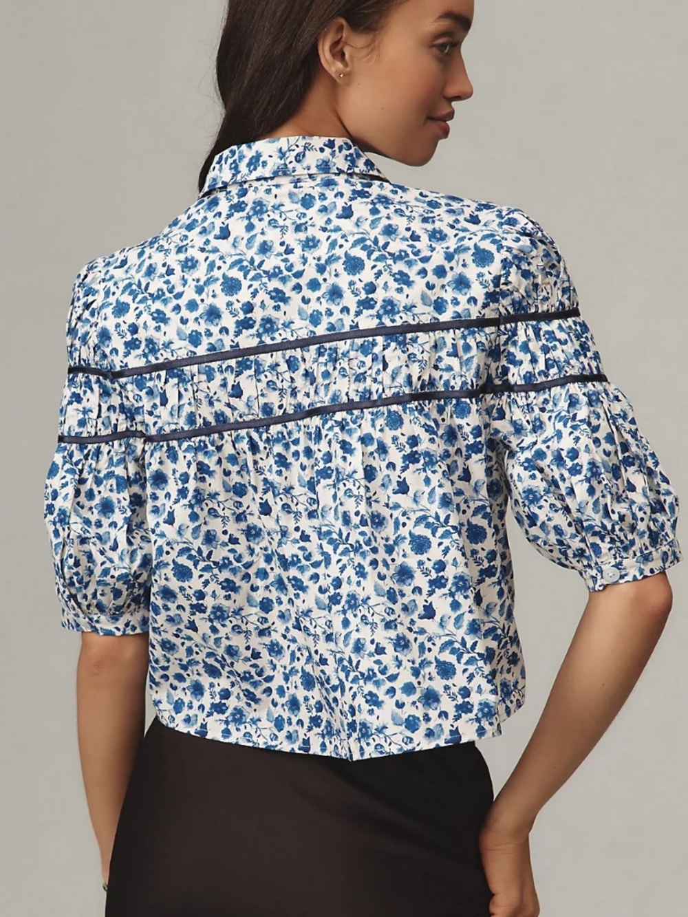 Anthropologie Maeve The Leandra Shirred Yoke Blouse Small NWOT - Picture 2 of 5